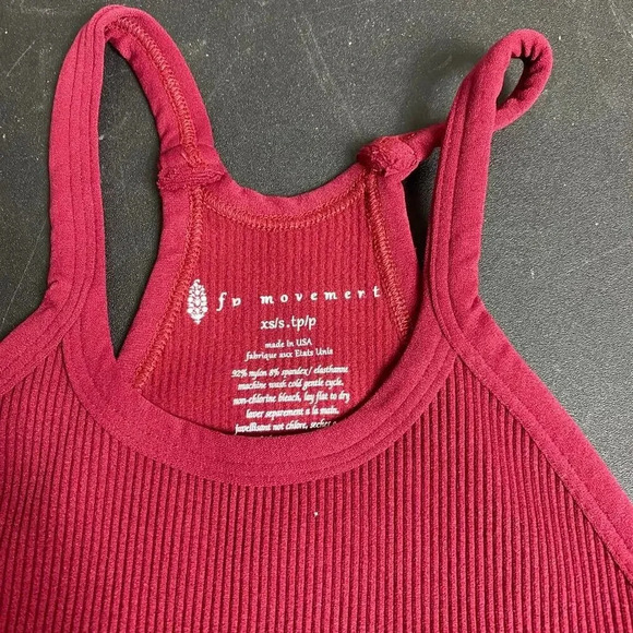 NWOT Free People Movement Happiness Runs Crop Tank Top High-Neck Maroon XS/S - Picture 6 of 9